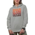 thumbnail image 1 of High Class Trailer Trash, Groovy Retro Wavy Text Merch Gift, Heather Grey Hooded Sweatshirt or Hoodie, Large, 1 of 5