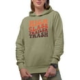 thumbnail image 1 of High Class Trailer Trash, Groovy Retro Wavy Text Merch Gift, Sand Hooded Sweatshirt or Hoodie, Large, 1 of 5