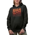 thumbnail image 1 of High Class Trailer Trash, Sarcastic Quote, Groovy Retro Wavy Text Merch Gift, Black Hooded Sweatshirt or Hoodie, 3XL, 1 of 5