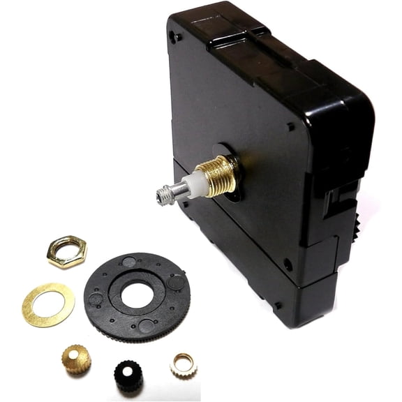 High Clock Movement with Extended Shaft (Silent Sweep) for Long Hands, Short Shaft, 1/4" Threaded