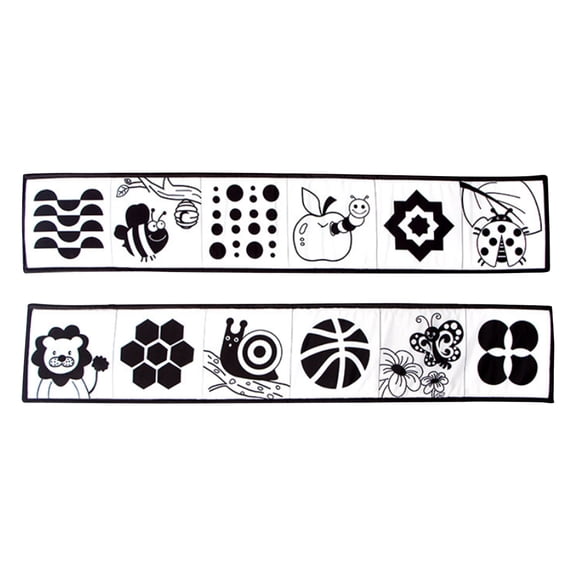 High Contrast Baby Book, Soft Crib Cloth Book, Visual Stimulation Tummy Time Toy, Montessori Sensory Toy for Newborns 0-12 Months B