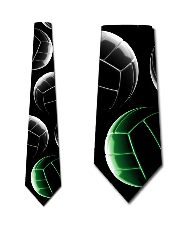 High Contrast Volleyball Ties Stacked (Green) Necktie Mens Tie by Three Rooker
