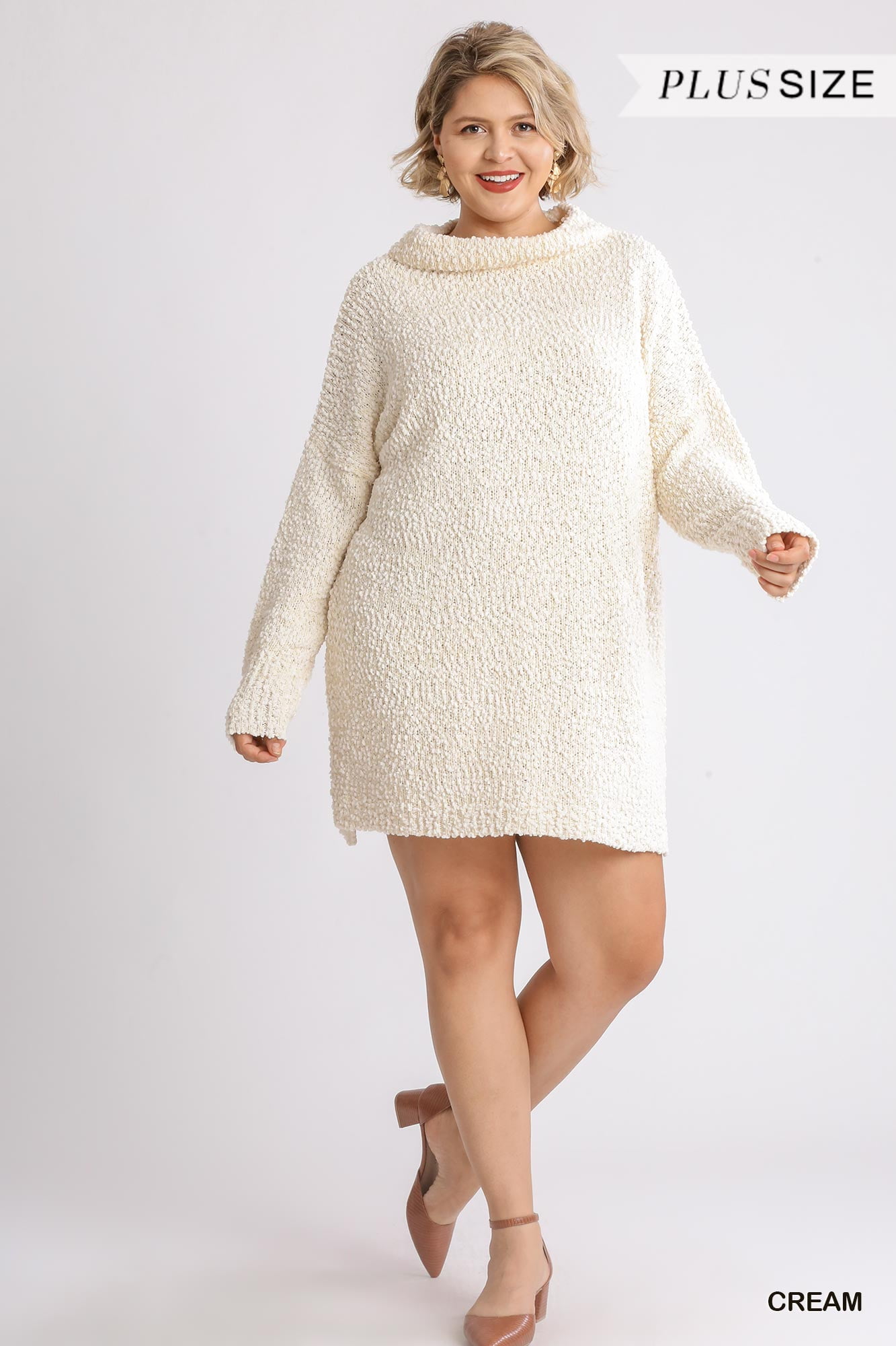 cream cowl neck sweater dress Cream Catalina Roll Neck Sweater Dress