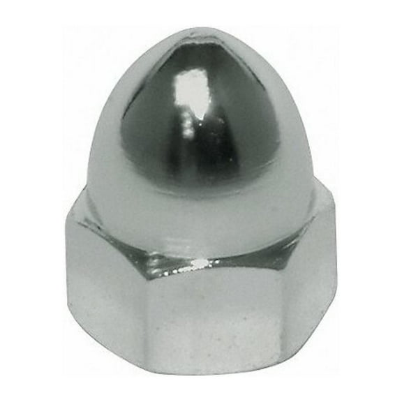 High Crown Cap Nut, 1/4"-28, Steel, Plain, 19/32 in H, 10 PK