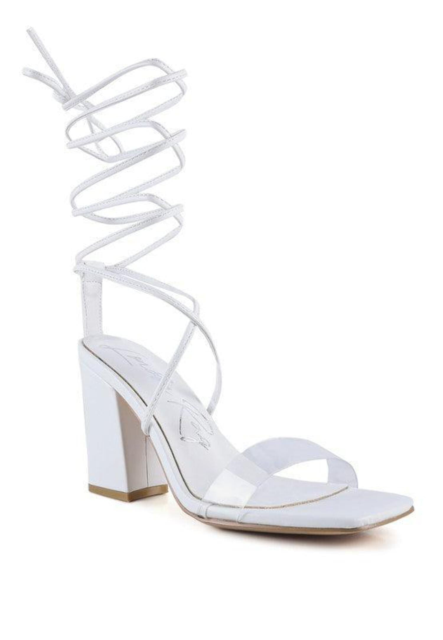 tie up block heels black