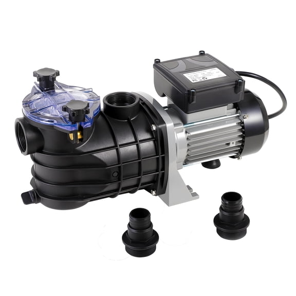 High Current 3/4 HP Pool Pump – Self-Priming Circulation, 2641 GPH, 115V, Quiet Heavy Duty Metal, for In/Above Ground Pools, Hot Tubs, Ponds & Spas, 7FT Cord, Aluminum Cast –Aluminum Die-Cast, Gray