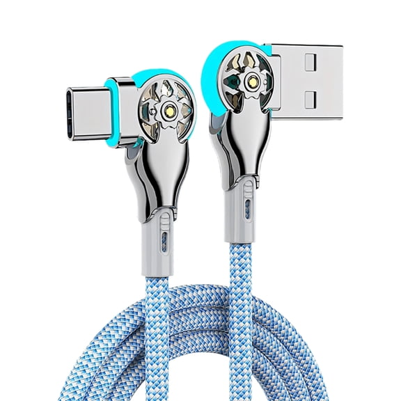 High Current Fast Charging Cable 180 Degree Angled Design Charging Wire for Horizontal Screen Gaming and Daily Use