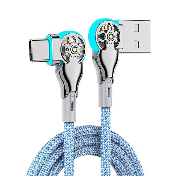 High Current Fast Charging Cable 180 Degree Angled Design Charging Wire for Horizontal Screen Gaming and Daily Use