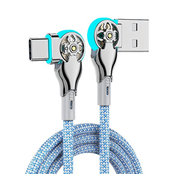 High Current Fast Charging Cable 180 Degree Angled Design Charging Wire for Horizontal Screen Gaming and Daily Use