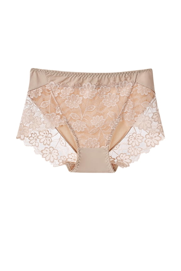 High Cut Briefs for Women Seamless Boxer Briefs Full Coverage Soft Stretch Boxer Shorts Lace Underwear Khaki