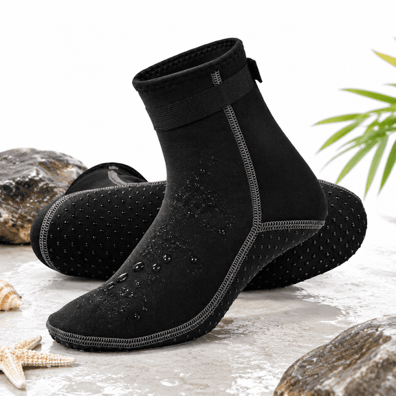 High Cut-black Large 3mm Neoprene Water Socks for Diving and Beach Sports