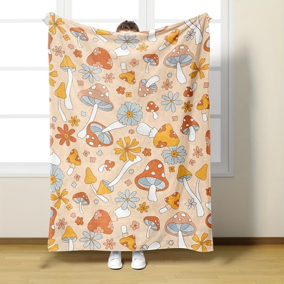 High-Definition Digital Printed Mushroom Blanket, Suitable for Napping, Sofa Use, And More. Soft And Comfortable, Versatile for All Seasons.