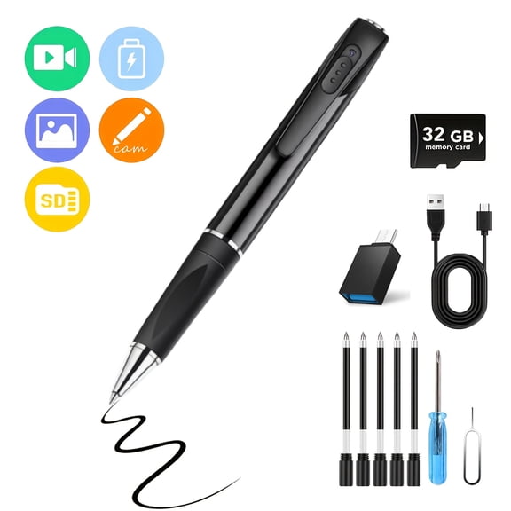 A High-Definition Mini Digital Recording Pen with 1080P Resolution, Designed for Versatile Monitoring And Recording. It Comes with USB Memory Card Options of 32GB And 64GB