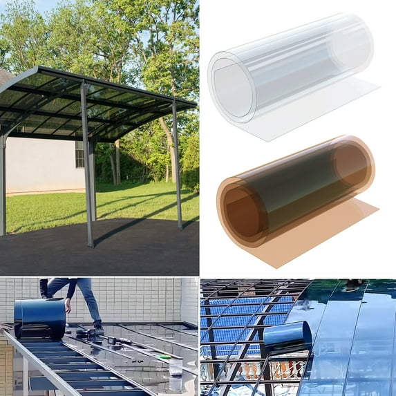 High-Definition Polycarbonate Sheet Rolls - 1/8" (2mm) Thick, Clear/Brown, 2'×49.2' - UV & Rain Resistant, Impact-Resistant, Easy-to-Cut, Suitable for Carports, Greenhouses & DIY Projects