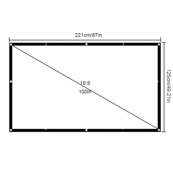 High Definition Projector Screen Portable Folding Anti-crease Indoor Outdoor Projector Movie Screen Black 100 inch