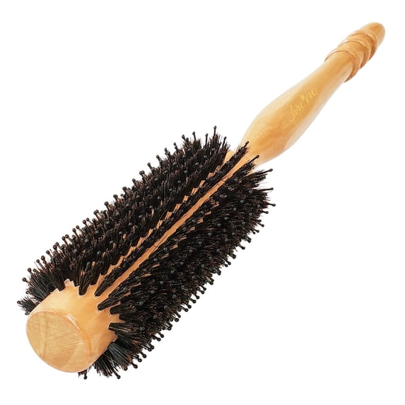 Care me Wooden Round Hair Brush 2" with Boar Bristles (1" Core) for Blowdrying Curling Short Hair - Free Shipping
