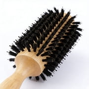 High-Density Boar Bristles Wood Round Brush for Blow-Drying, Straightening & Styling Medium to Long Fine or Normal Hair Shoulder to Back-Length for Shine & Volume, 1.2" Roller, 2.4" with Bristles