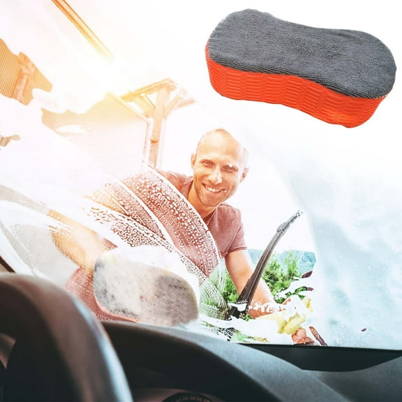 High-Density Car Washing Sponge - Absorbent Mesh Block for Effective Car Cleaning, Waxing, and Multi-Surface Use Orange