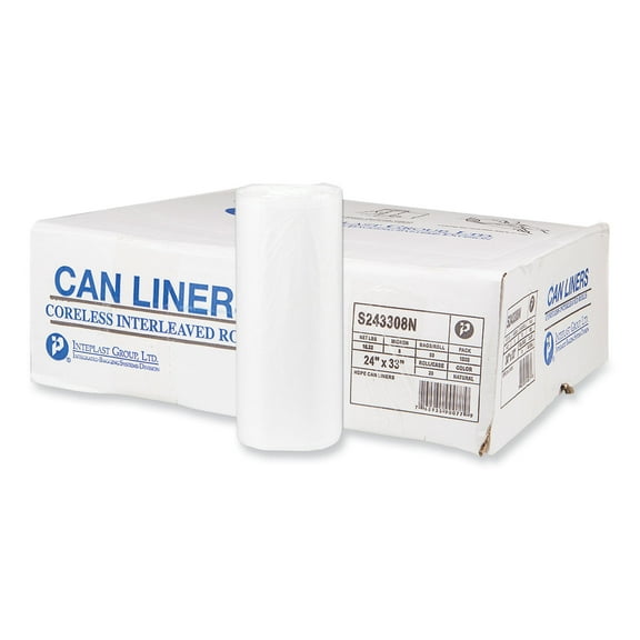 High-Density Commercial Can Liners 16 gal 8 microns 24" x 33" Natural 1000/Carton S243308N