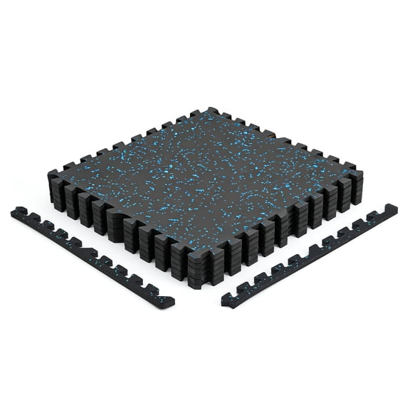 High-Density EVA Foam Gym Flooring Mats – 12 Interlinked Tiles, 0.56'' Thick, 48 Sq Ft Coverage, Non-Slip Waterproof Exercise Mat for Home Gym, Workout Room, Garage