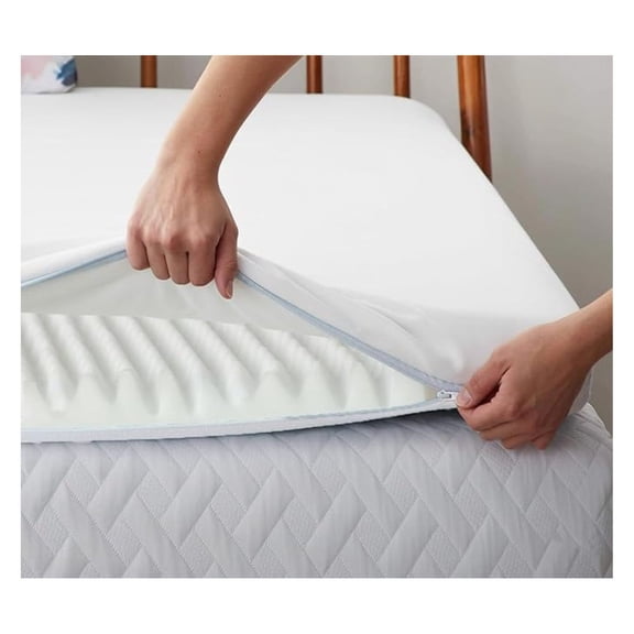 High-Density Egg Crate Foam Mattress Topper Pad with Waterproof Cover, Cot Size 29x74-Inch