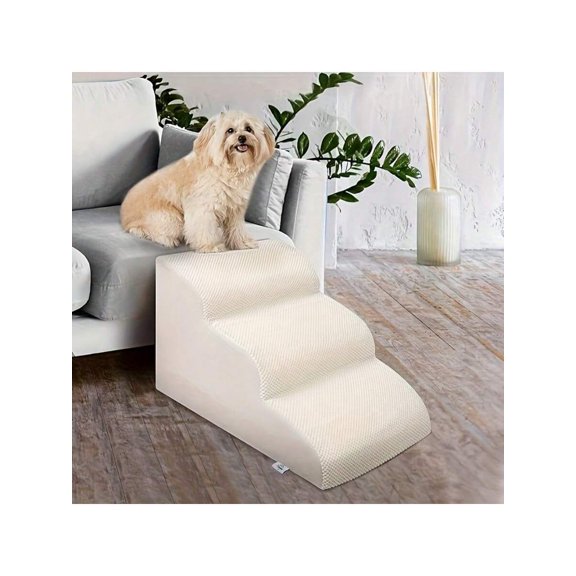 High-Density Foam Dog Stairs & Ramp, Extra-Wide Non-Slip Orthopedic Pet Ladder with Soft Foam Padding, Suitable for Senior & Injured Dogs, Small Cats to Reach High Beds and Couches