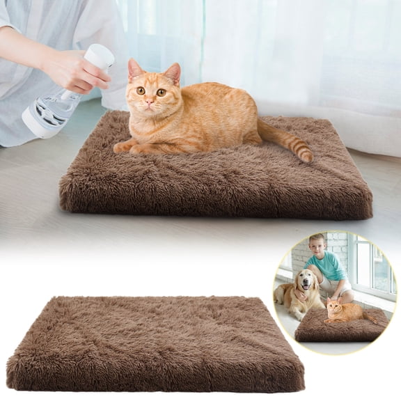 High-Density Foam Pet Bed for Small Dogs Cats, Long Plush Orthopedic Dog Bed Super Soft Comfortable Winter Warm Cat Bed for Indoor Cats,Washable Cover, Anti-slip Bottom