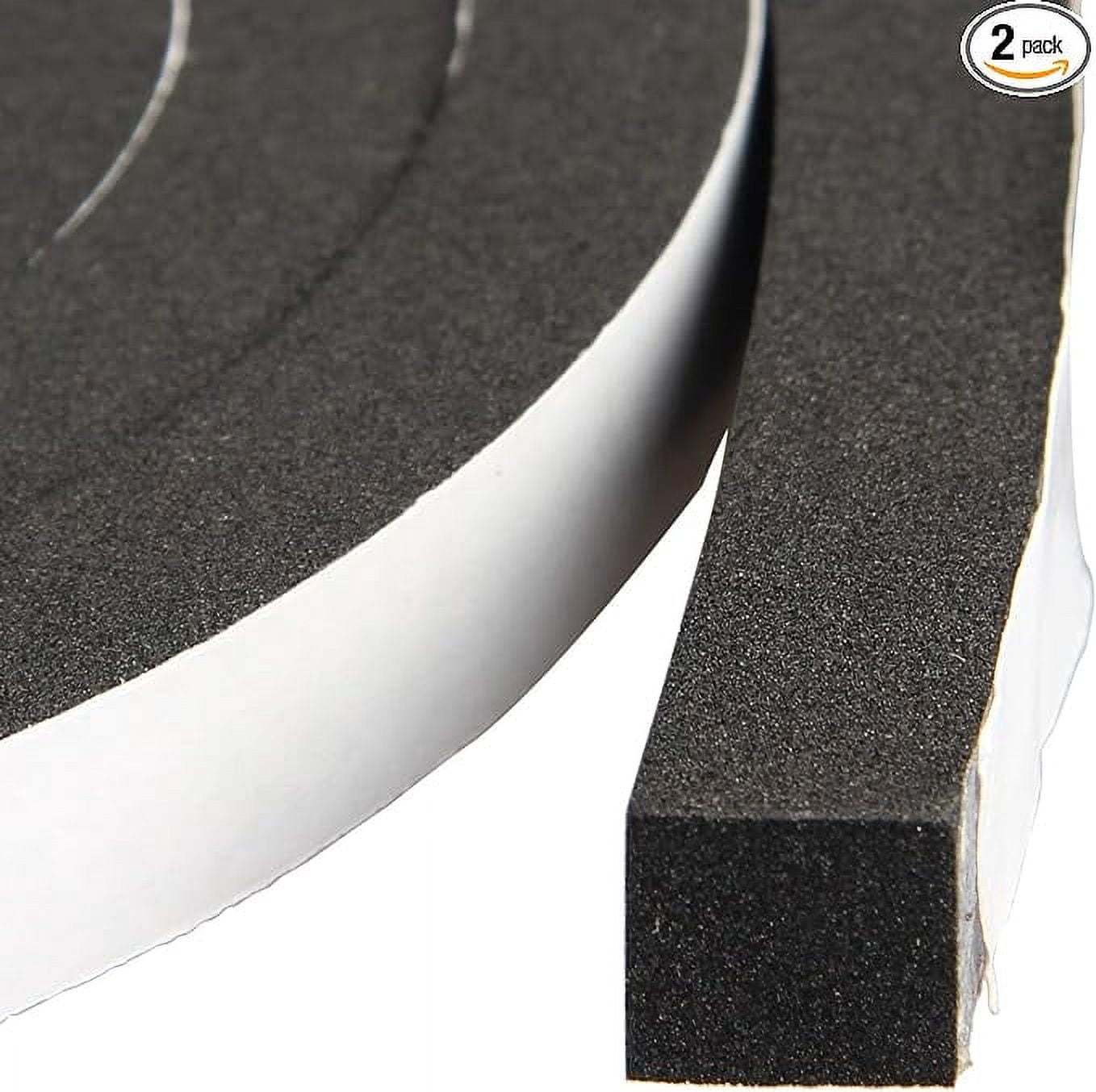 High Density Neoprene Foam Tape – Waterproof Adhesive Sealing Strip, 3in X 1/4in X 6.5Ft (2 Rolls)
