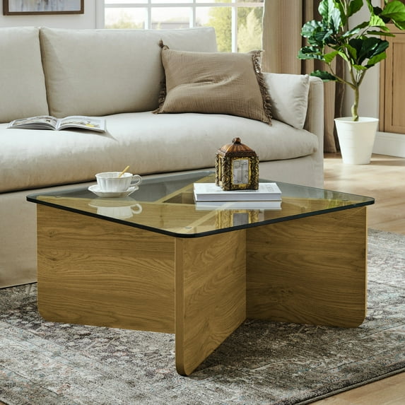 Coffee Table with MDF and Glass | Easy to Maintain, Suitable for Entertaining at Home