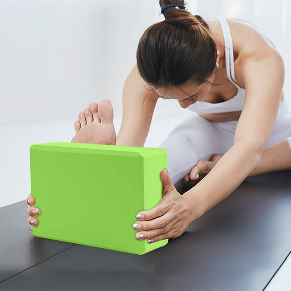 High Density Non Slip Yoga Foam Brick Pilates Stretching Block Supportive Eva Fitness Tool for Flexibility Balance and Strength Training, UKHBMC | Green