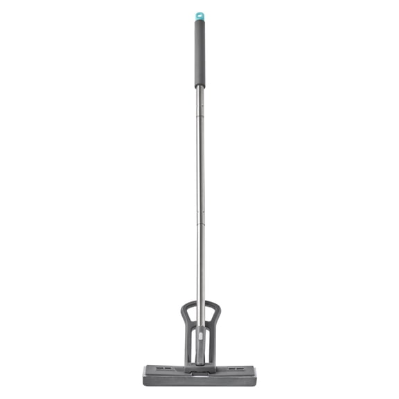 High-Density PU Sponge Mop with Replacement Head Easy Wring Floor Mop with Hook-and-Loop Fastener, Stainless Steel Handle & Adjustable Length for Tile Wood Laminate Floors, Gray