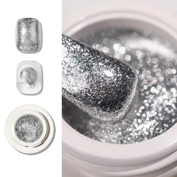 High Density Platinum Drawing Gel,Chrome Platinum Glitter Nail Polish,Polish Gold Silver Black Sparkle Glitter Gel Nail,Polish for Salon Home Nail Art DIY