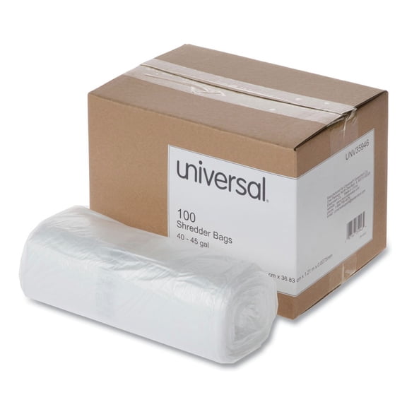 40 - 45 Gallon Capacity, High-Density Shredder Bags - Clear (100/Box)