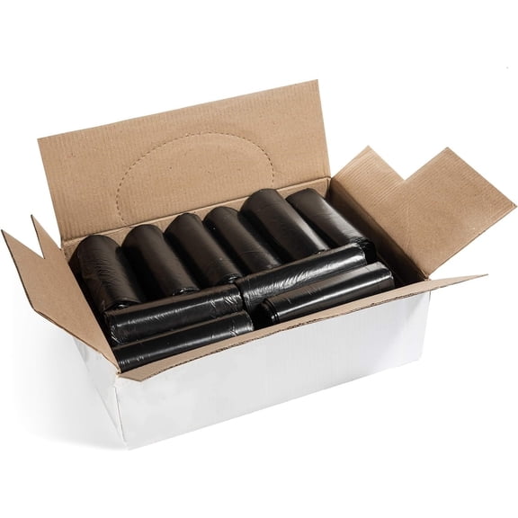 High Density Trash Bags, 16 Gallon, 1000 Count, 8 Micron (eq), 24" x 33", Black, for Bathroom, Office, Industrial, Commercial, Janitorial, Municipal, Recycling