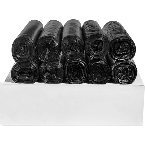 High Density Trash Bags, 45 Gallon, 250 Count, 16 Micron (eq), 40" x 48", Black, for Bathroom, Office, Industrial, Commercial, Janitorial, Municipal, Recycling