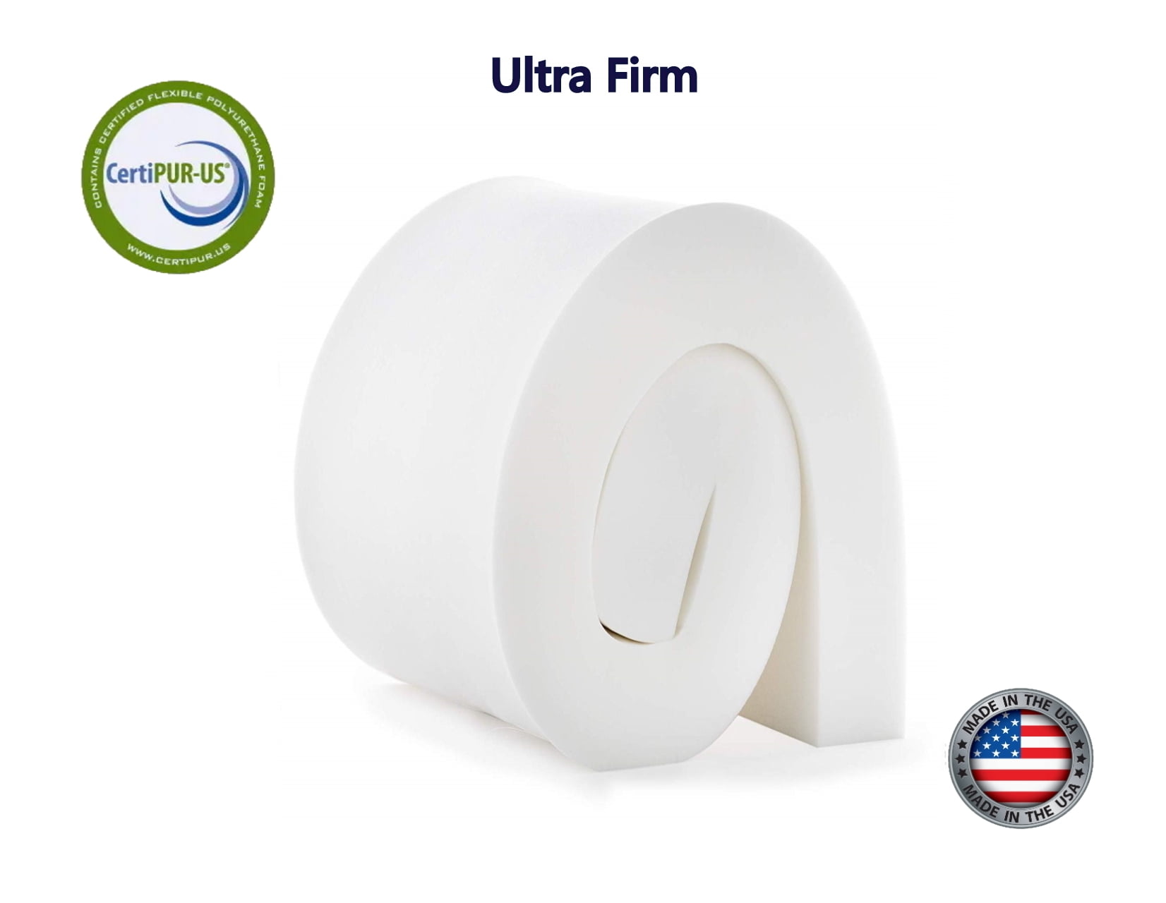 High Density Upholstery Foam Cushion 8"x 24"x 80" (52ILD) "Ultra Firm" Couch Cushion Replacement, Foam Padding (White) by Ritchie Foam & Mattress