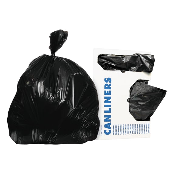 High-Density Waste Can Liners 60 gal, 17 microns, 38" x 60", Black, 200/Carton