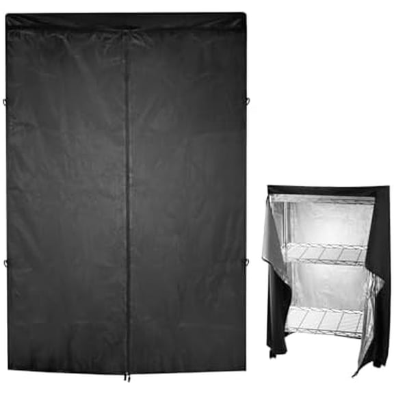 High Density Waterproof/Dustproof Storage Shelf Cover, Fits Racks 48"L x 19"D x 72"H - 1 Pack (Black)