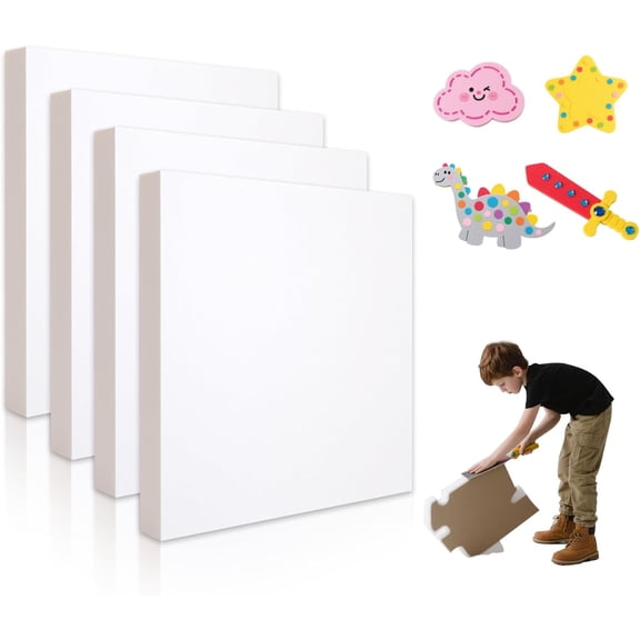 High Density XPS Foam Board,4 Pack 11.7x11.7x0.79in Polystyrene Craft Foam Sheets, Rigid and Easy to Shape,DIY Modeling Art Projects, Party Decoration, Cosplay Prop Production, Carve,Heat Insulation