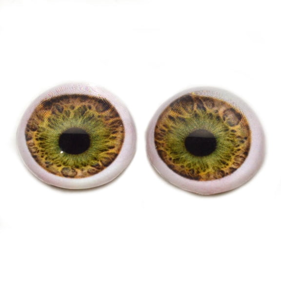 High Domed Hazel Human Glass Eyes with Whites Scleras