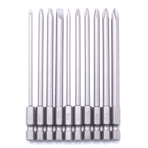 High Durability 10pcs Screwdriver Bit 100mm Suitable For Slotted Crosshead Various Application Electric Tool Accessories