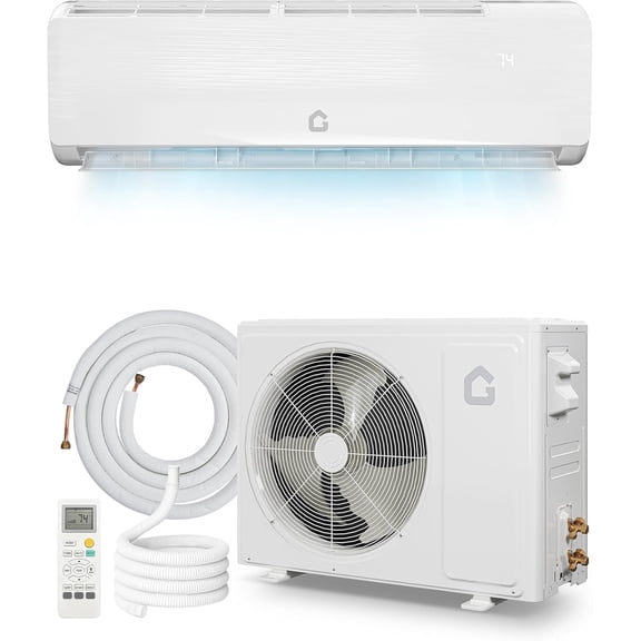 High-Efficiency 18000 BTU 19 SEER Inverter Mini Split Air Conditioner & Heat Pump  Wall-Mounted Ductless AC System  230V  R32 Series, Installation Kits Included, Cools & Heats Up to 1250 Sq.Ft, Wh