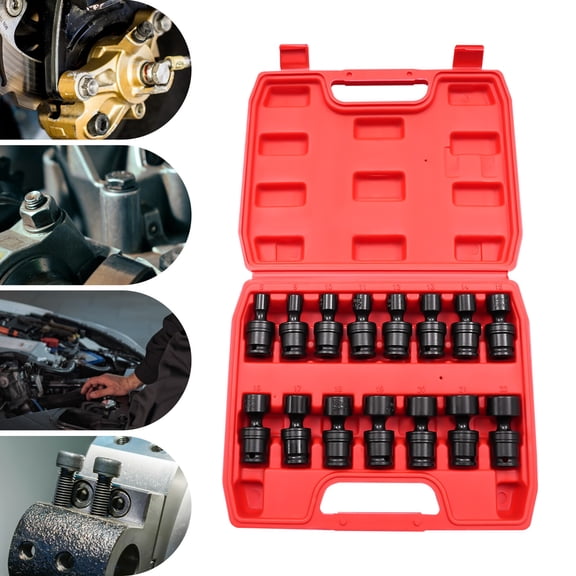 High-Efficiency Assistant Modern 15-Piece 3/8" Swivel Socket Set Black for Automotive Mechanical Maintenanc