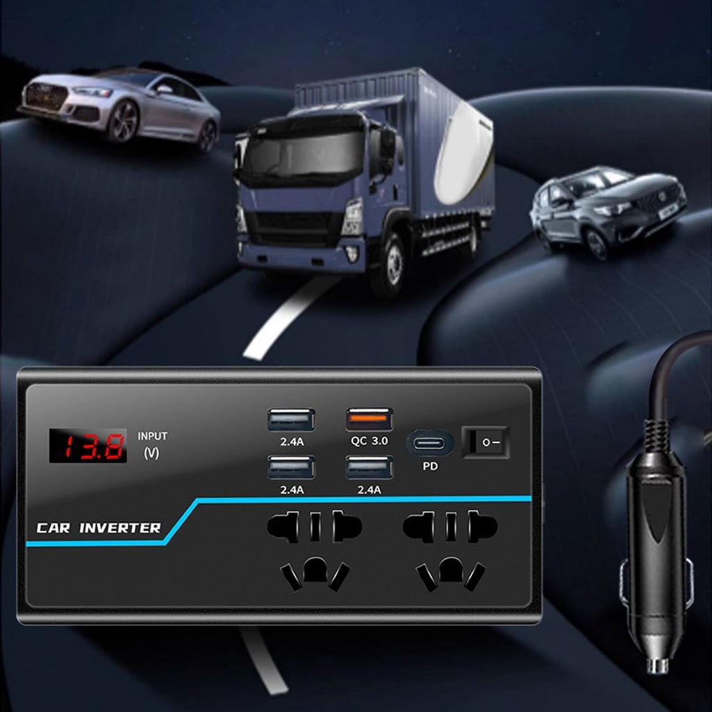 High Efficiency Car Inverter Multiple Protection Car Inverter 12V/24V to 110V/220V with Digital Screen Power Converter