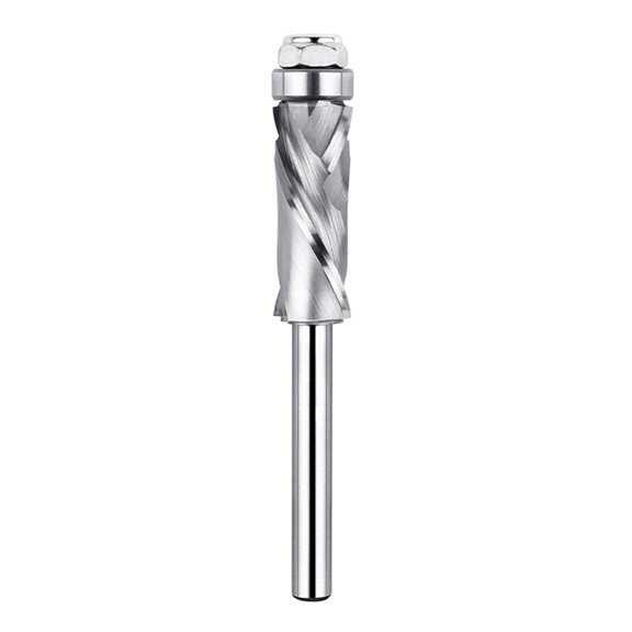 High Efficiency Double Helical Trimming Routers Bit For Woodworking With Single Bearing Design And Sturdy Alloy Construction