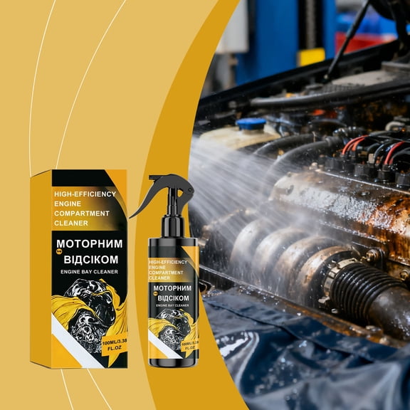 High-Efficiency Engine Bay Cleaner, 100ml/3.38oz Degreaser Spray for Auto Engine Compartment, Heavy-Duty Grease, Oil & Grime Remover