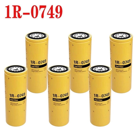 High-Efficiency Fuel Filter 6-Pack For Caterpillar Track-Type Tractors D6 D7 D8 D9 D10 D11, Replaces 1R-0749, Direct-Fit Design