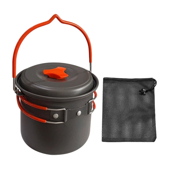 High Efficiency Heat Conductions 1.4L Camping Cookware Hard Aluminum Alloy Texture Pot Suitable for Campfires Cooking