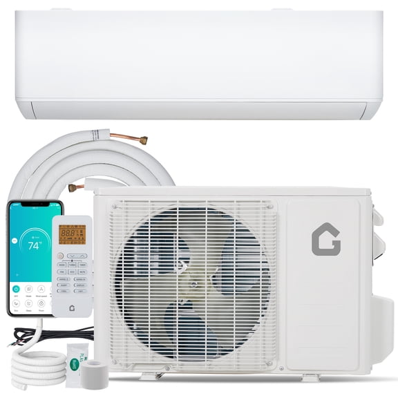 High-Efficiency Mini Split Air Conditioner & Heat Pump - 9000 BTU,Ductless Wall Mounted AC with Inverter,Quiet Operation, Pre-Charged, Cools & Heats Rooms up to 350 Sq.Ft