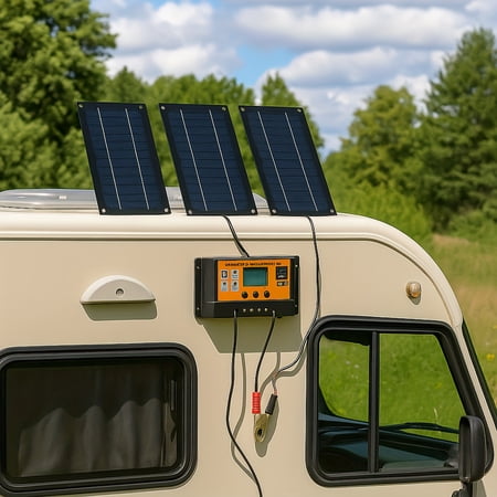 High-Efficiency Monocrystalline Solar Panel Kit with Charge Controller and Cables, Portable Power System for RV, Camping, and Outdoor Off-Grid Energy